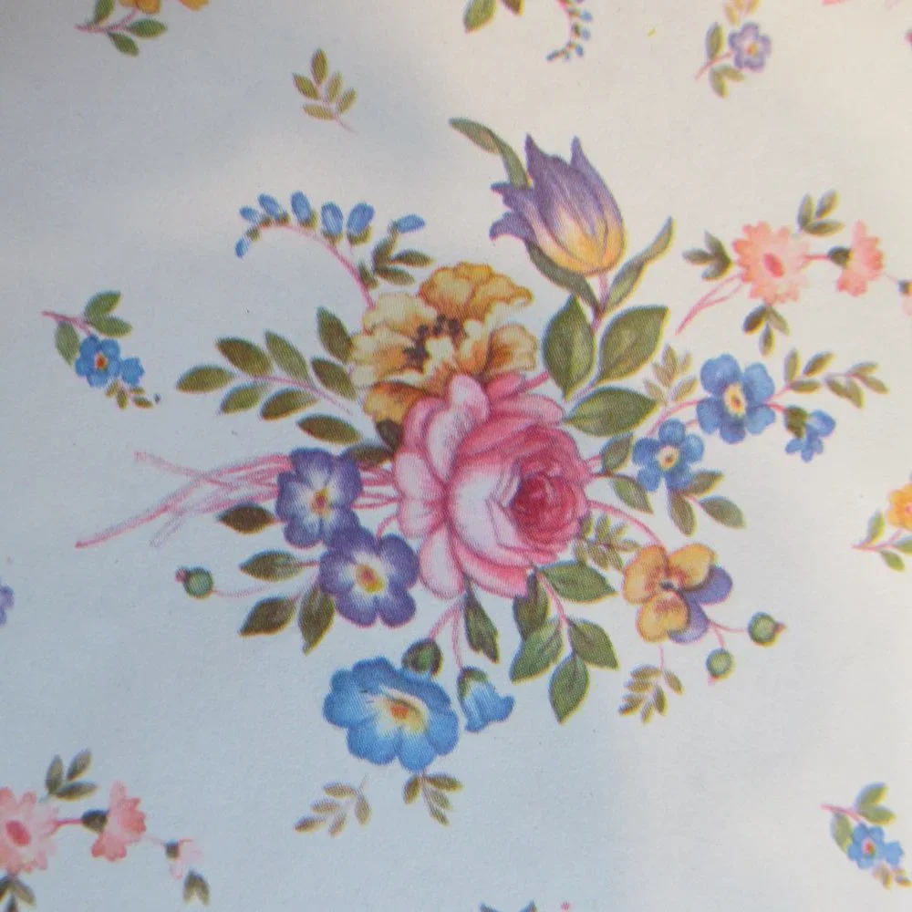 Vintage Hallmark All Occasion Gift Wrap Floral Open Package Partial Sheet Pretty